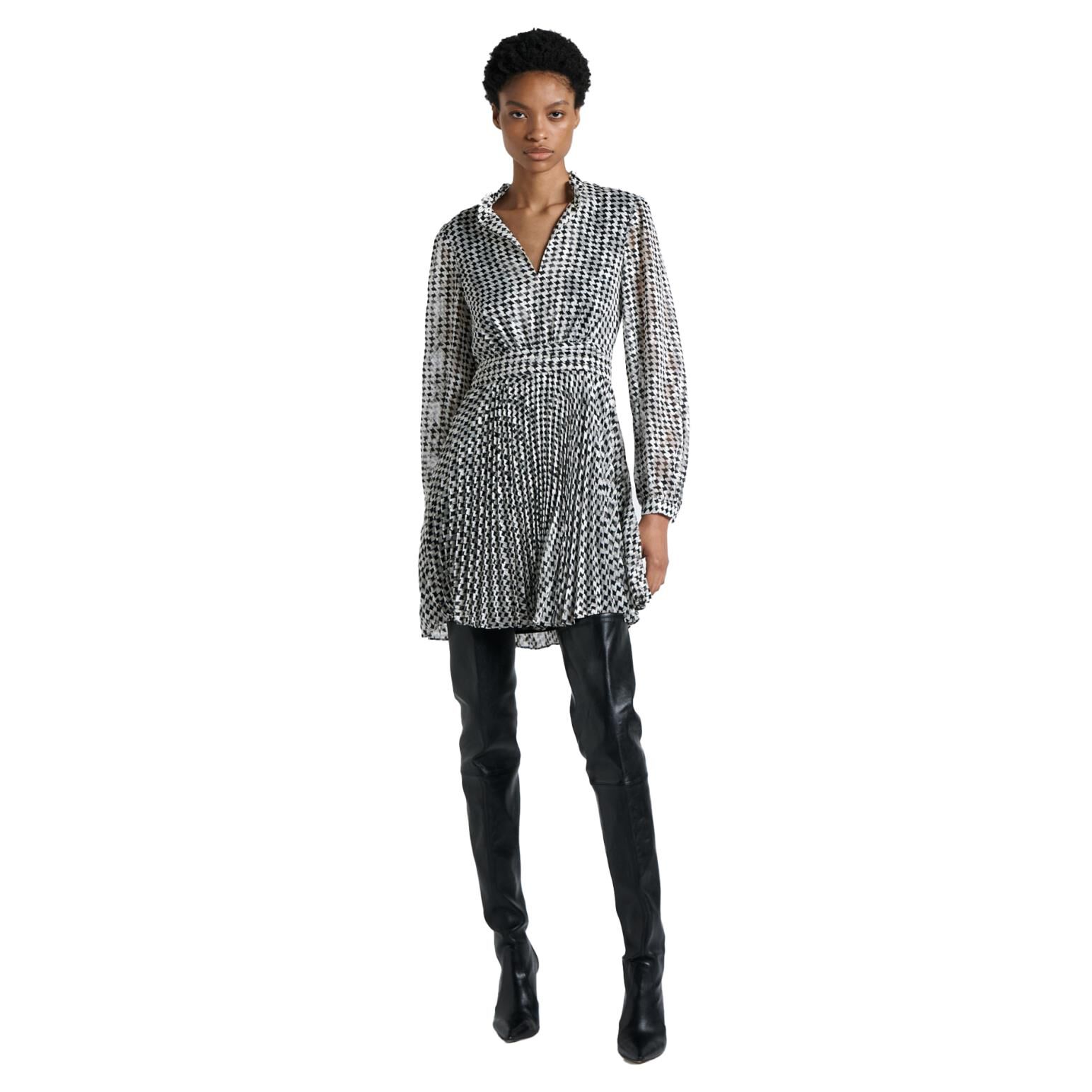 Cue Houndstooth Jacquard Mini Dress Ballantynes Department Store